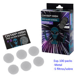 3T. Expositor con 100 packs con 5 filtros de metal para pipas