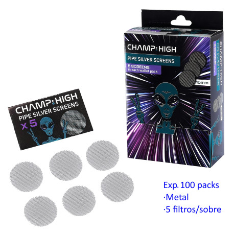 3T. Expositor con 100 packs con 5 filtros de metal para pipas
