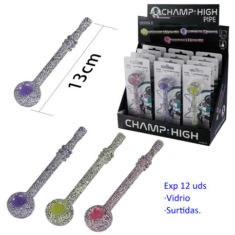 3T. Expositor con 12 pipas de cristal 13 cm. «Champ»