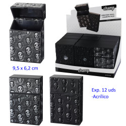 3T. Expositor con 12 tabaqueras «Champ» embossed skull