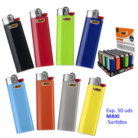 4T. Expositor con 50 encendedores «BIC» Maxi «Colores opacos» surtidos