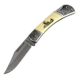 3T. 8 cm Navaja «CIERVO» con mango de zamak y ABS y virola de zamak