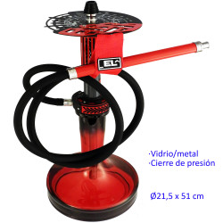 5T. 51 cm Shisha roja de aluminio con base de cristal