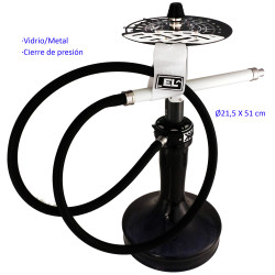 5T. 51 cm Shisha negra de aluminio con base de cristal