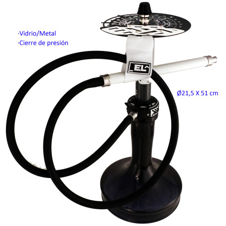5T. 51 cm Shisha negra de aluminio con base de cristal