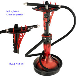 5T. 54 cm Shisha roja/negra de aluminio con base de cristal
