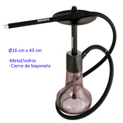 5T. 43 cm Shisha negra de aluminio con base de cristal