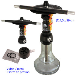 5T. 39 cm Shisha negra de aluminio con base de cristal