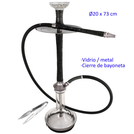 5T. 57 cm Shisha negra de aluminio con base de cristal