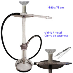 5T. 73 cm Shisha blanca de aluminio con base de cristal
