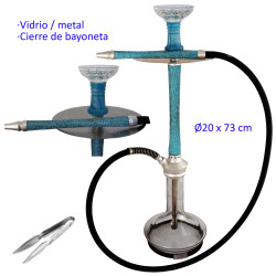 5T. 73 cm Shisha azul de aluminio con base de cristal