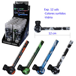 3T. Expositor con 12 pipas de cristal 12 cm. «Champ high» Camuflaje