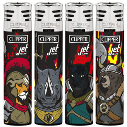 4T. Clipper «WARRIOR ANIMALS» Expositor con 48 encendedores