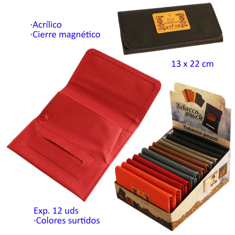 1T. Expositor con 12 bolsas para picadura de tabaco acrílicas