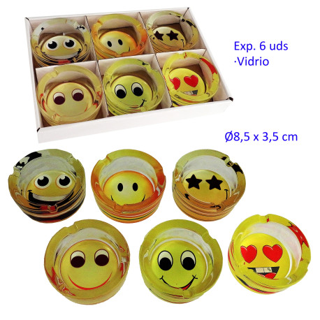 1T. Expositor 6 ceniceros de vidrio