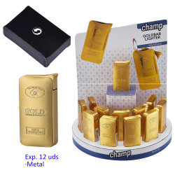 3T. Display with 12 piezo lighters Gold «Champ»
