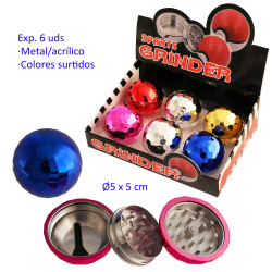 1T. Ø5 cm. Expositor con 6 Grinders acrílico/metal colores surtidos