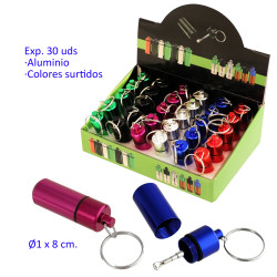1T. Expositor con 30 botes herméticos de aluminio