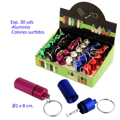 1T. Expositor con 30 botes herméticos de aluminio