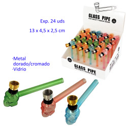 1T. Expositor con 24 pipas de cristal/metal