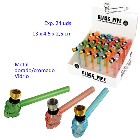 1T. Expositor con 24 pipas de cristal/metal