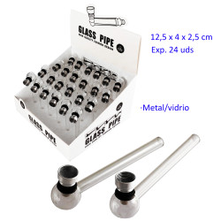 1T. Expositor con 24 pipas de cristal/metal