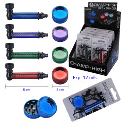 3T. Expositor con 12 blisters de pipa y grinder «Champ-high»