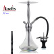 3T. 50 cm shisha ALADIN Captain Schwarz de aluminio plata con base de cristal transparente tornasolada