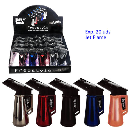 3T. Expositor 20 encendedores turbo jet «Easy Torch» freestyle metallic