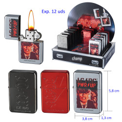 3T. Expositor con 12 encendedores piedra «AC/DC»