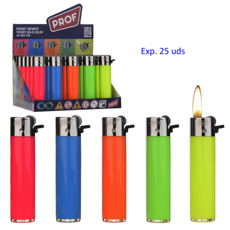 3T. Expositor con 25 encendedores piedra «Prof» trendy color