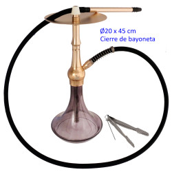 5T. 45 cm Shisha de aluminio dorado con base de cristal