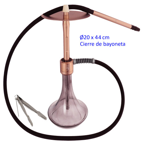 5T. 44 cm Shisha de aluminio oro rosa con base de cristal