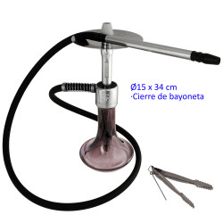 5T. 34 cm Shisha de aluminio con base de cristal