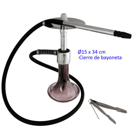 5T. 34 cm Shisha de aluminio con base de cristal