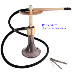 5T. 34 cm Shisha de aluminio dorado con base de cristal