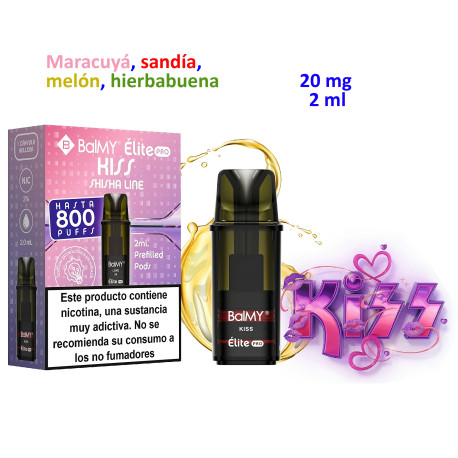 4T.  Kiss - Shisha Line 20 mg. «BALMY ÉLITE PRO» Pod recarga