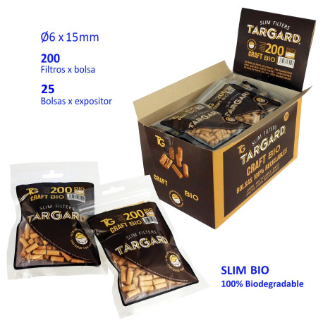 5T. 200 filtros «Slim BIO CRAFT 6 mm.» TarGard Exp. con 25 bolsas