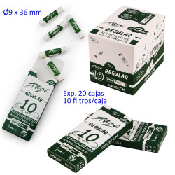 4T. Expositor con 20 cajitas de 10 filtros de carbón activo «PURIZE» Ø9 x 36 mm.  Regular Size