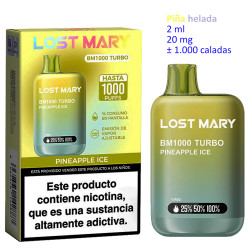 4T. Pineapple Ice 20 mg. «Lost Mary BM1000 TURBO» Vaper desechable