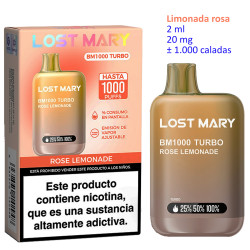 4T. Rose Lemonade 20 mg. «Lost Mary BM1000 TURBO» Vaper desechable
