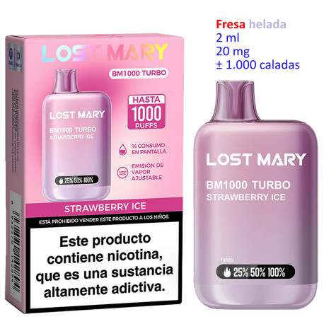 4T.Strawberry Ice 20 mg. «Lost Mary BM1000 TURBO» Vaper desechable