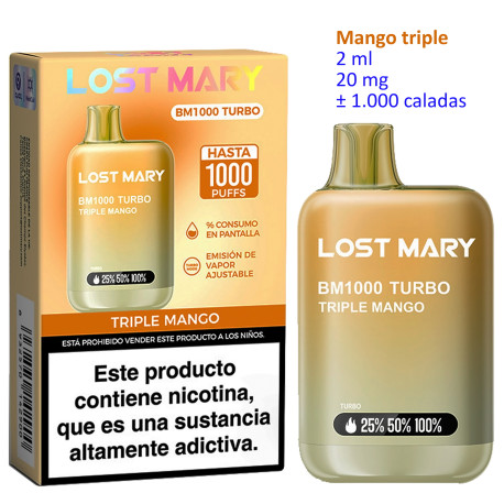 4T. Triple Mango 20 mg. «Lost Mary BM1000 TURBO» Vaper desechable