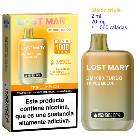 4T. Triple Melon 20 mg. «Lost Mary BM1000 TURBO» Vaper desechable