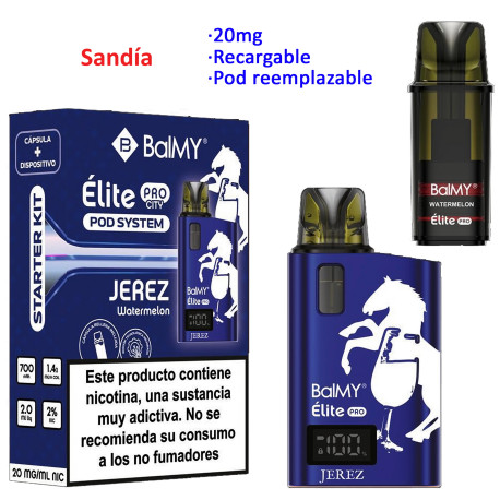 4T. JEREZ EDITION Watermelon 20 mg. «BALMY ÉLITE PRO»  Kit recargable