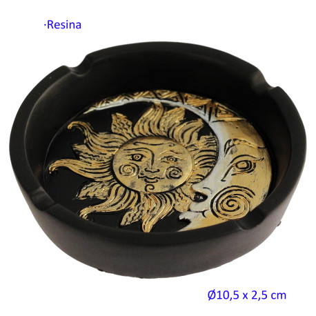 1T. Cenicero resina sol/luna negro