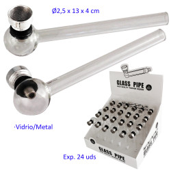 1T. Expositor con 24 pipas de cristal/metal