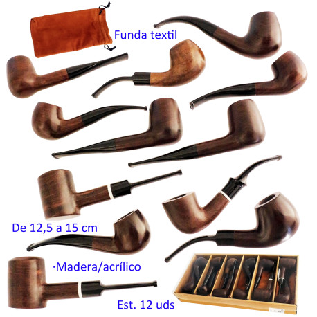 1T. Colección 12 cachimbas de madera