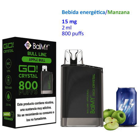 5T. Apple Bull 15 mg. «BALMY GO CRYSTAL» Vaper desechable