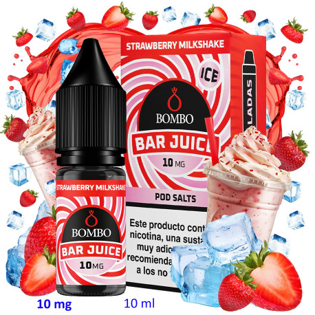 4T. 10ml 10 mg. Strawberry Milkshake Ice Sales de nicotina «Bar Juice by Bombo»